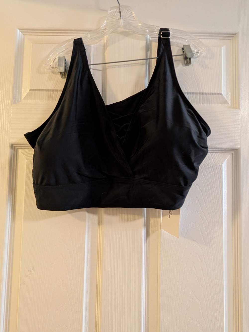 BloomChic Black Lace-Up Front Bikini Top NWT 22/24